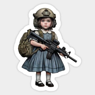 The Little Girl and a Toy Gun Sticker